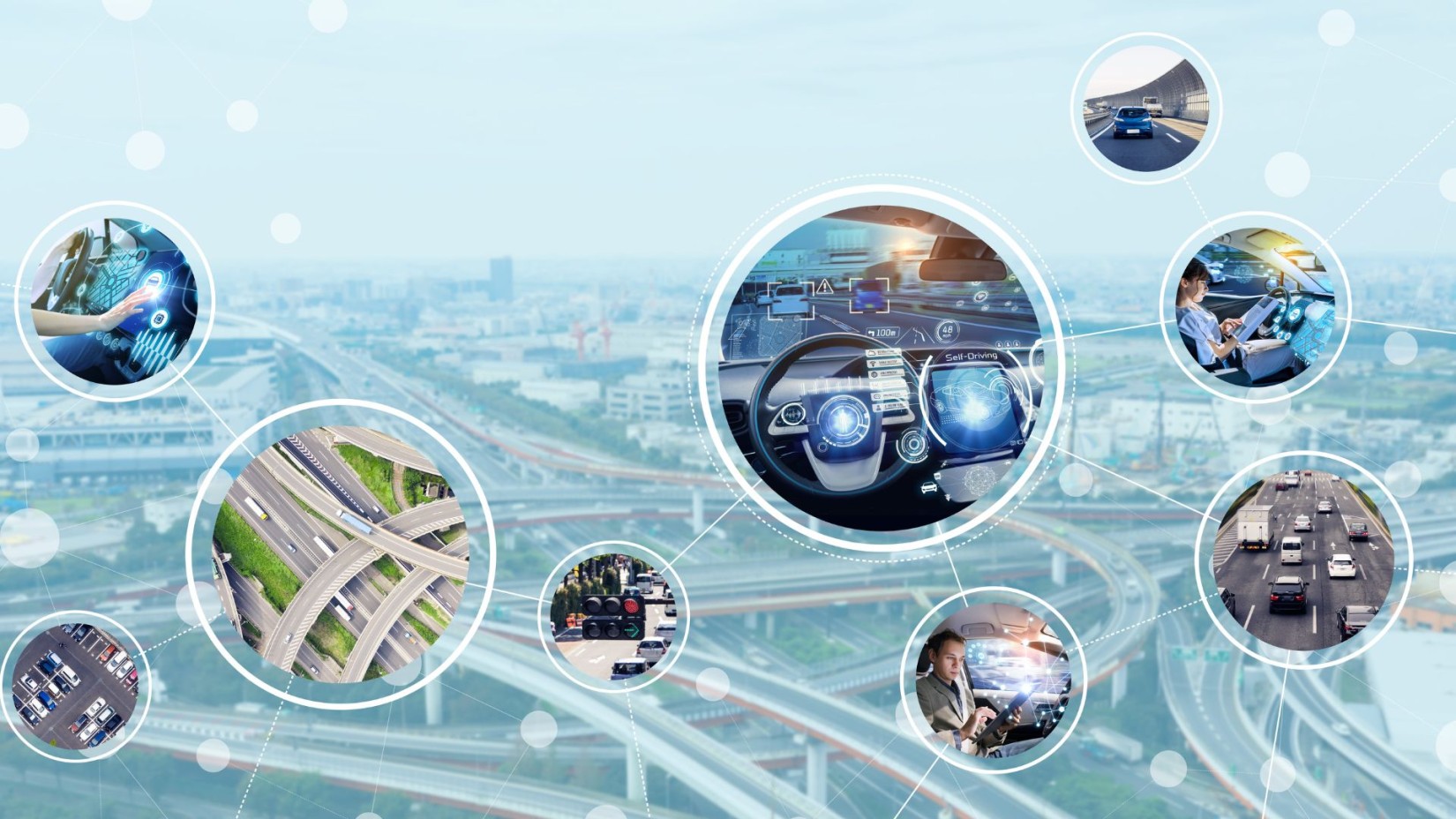 Automobil Strassen Kreise auf blauem Hintergrund